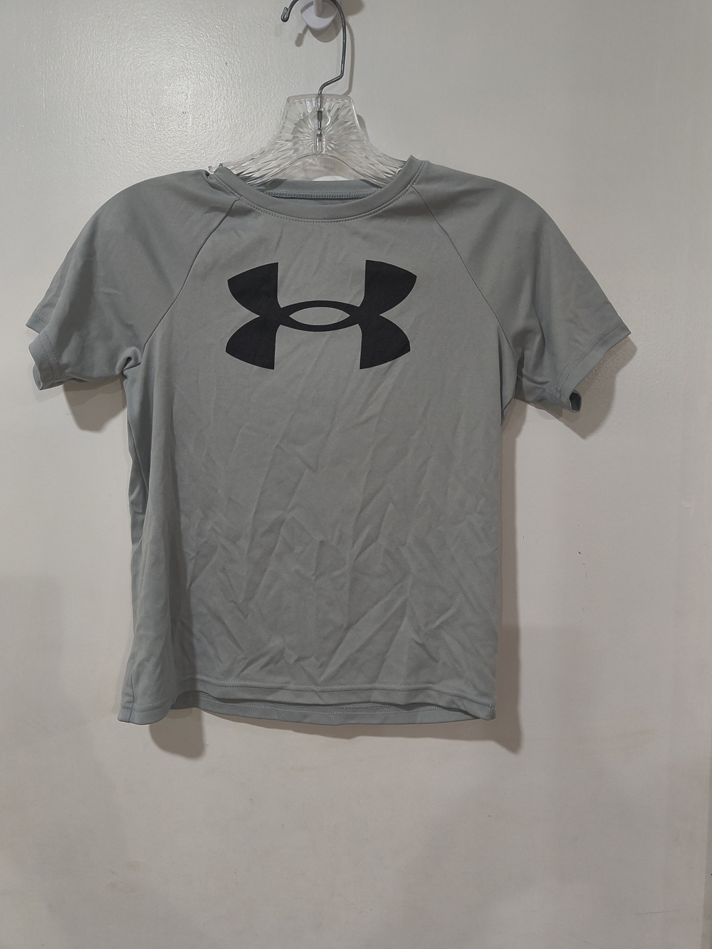 Under Armour Light Gray Short Sleeve Performance Tee with Black Logo YSM